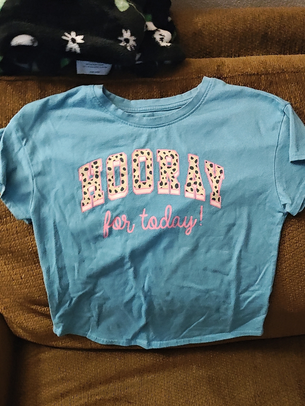 Blue "Hooray for today!" Graphic Tee